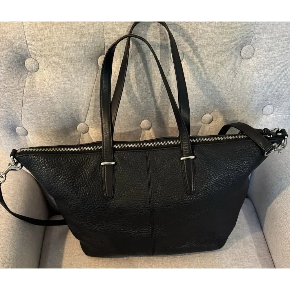 Coach Bleecker Handbag Pebbled Black Leather Satchel